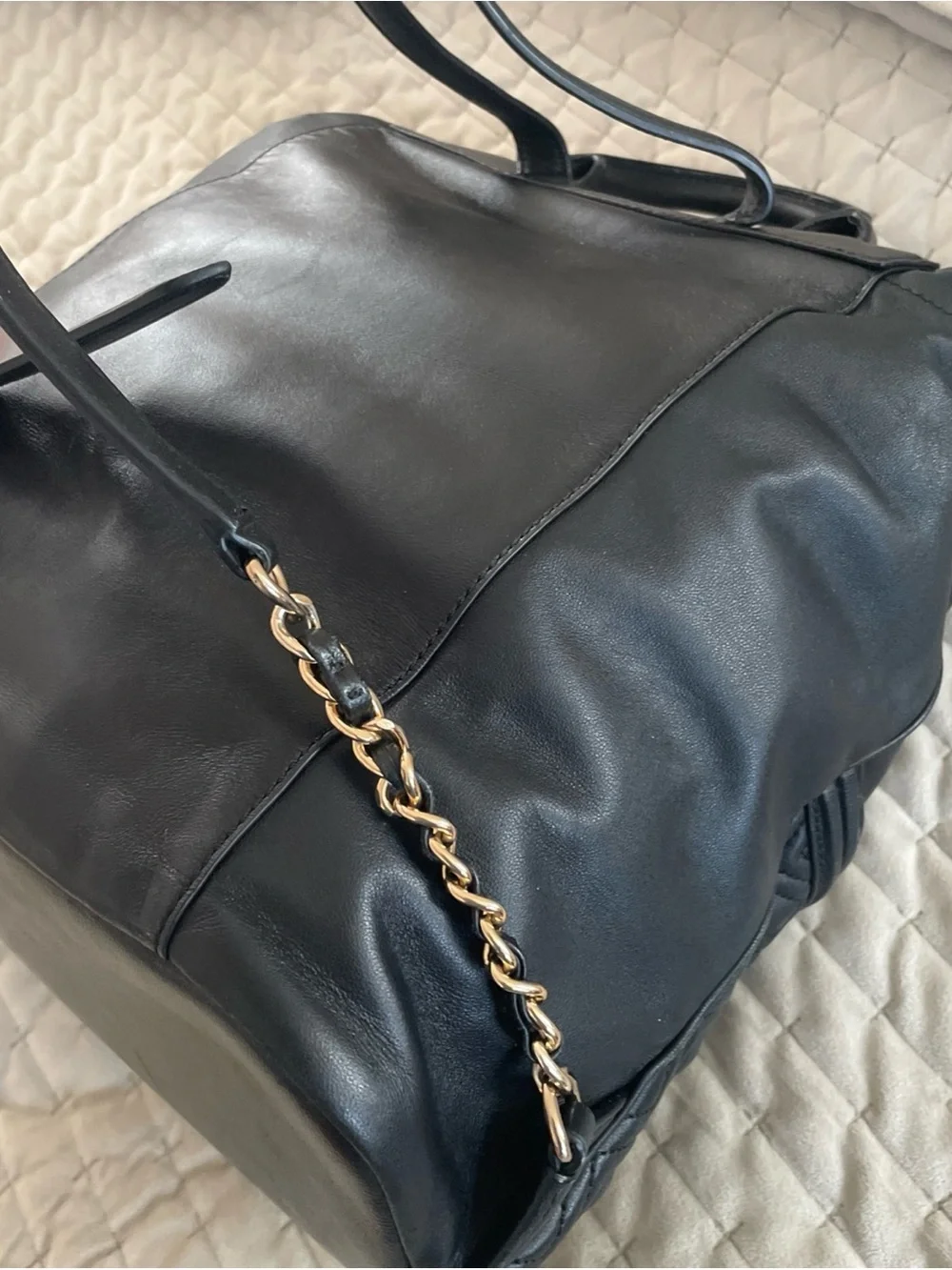 Tory Burch Black Quilted Leather Backpack